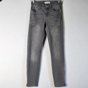 Madewell Skinny Zipper Ankle Gray Wash Jeans Size 25 Cotton Stretch Mid Rise